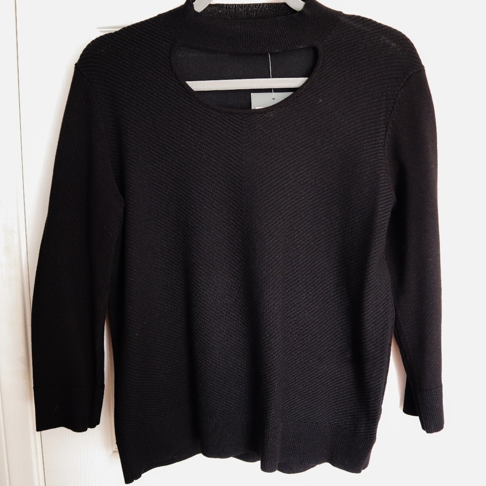 89th & Madison Black Ribbed Knit Sweater